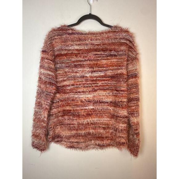 TRIBAL Fuzzy Stripe Sweater Multicolor Long Sleeve Cozy Knit Size XS - Picture 3 of 8